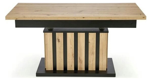 Masa extensibila BARETTI, stejar artisan/negru, PAL furniruit, 130/170