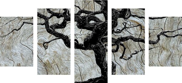 Tablou 5-piese copacul abstract pe lemn