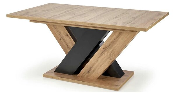Masa extensibila BRANDON, stejar wotan/negru, PAL laminat, 160/200x90x