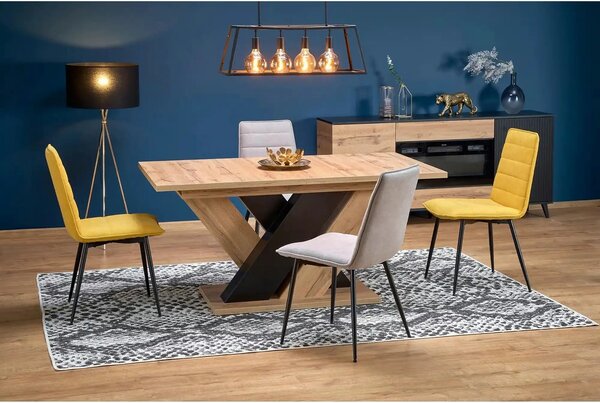 Masa extensibila BRANDON, stejar wotan/negru, PAL laminat, 160/200x90x
