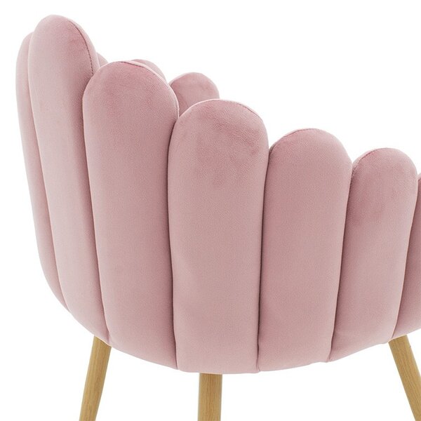 Fotoliu Briella picioare metalice culoare lemn natural - catifea roz