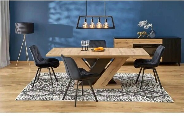 Masa extensibila BRANDON, stejar wotan/negru, PAL laminat, 160/200x90x