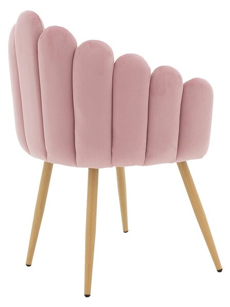 Fotoliu Briella picioare metalice culoare lemn natural - catifea roz
