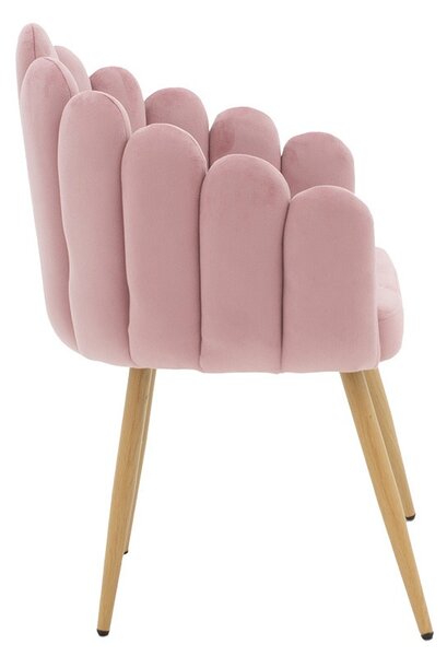 Fotoliu Briella picioare metalice culoare lemn natural - catifea roz