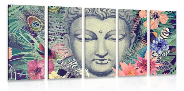 Tablou 5-piese Buddha pe fundalul exotic