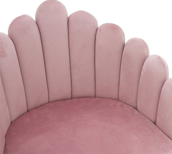 Fotoliu Briella picioare metalice culoare lemn natural - catifea roz