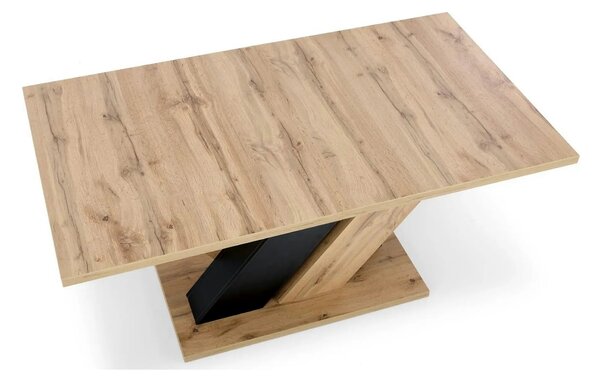 Masa extensibila BRANDON, stejar wotan/negru, PAL laminat, 160/200x90x