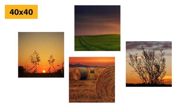 Set tablouri apus de soare romantic pe luncă
