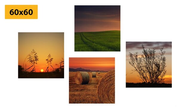 Set tablouri apus de soare romantic pe luncă