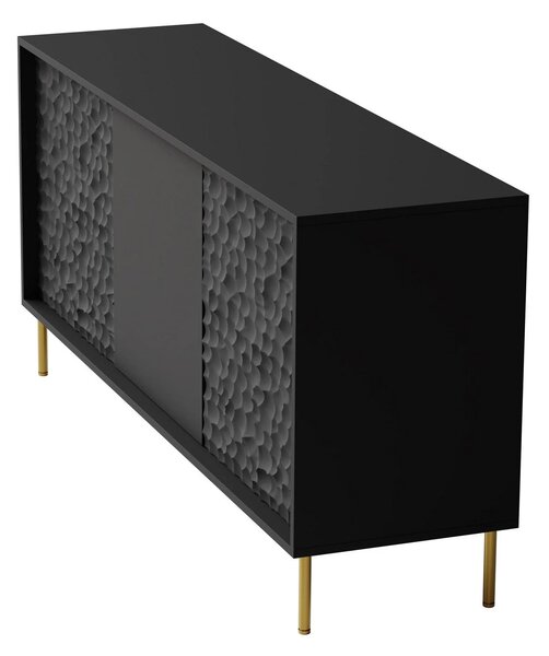 Comoda BULLET, negru/auriu, PAL laminat, 155x41x73 cm