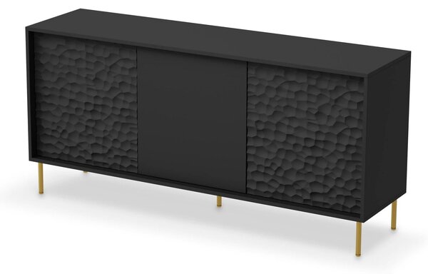 Comoda BULLET, negru/auriu, PAL laminat, 155x41x73 cm