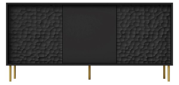 Comoda BULLET, negru/auriu, PAL laminat, 155x41x73 cm