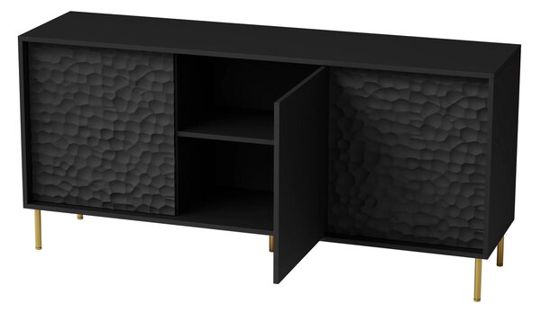 Comoda BULLET, negru/auriu, PAL laminat, 155x41x73 cm