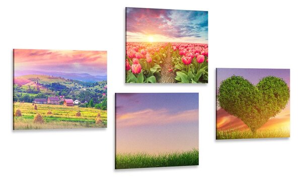 Set tablouri natura în culori pastelate