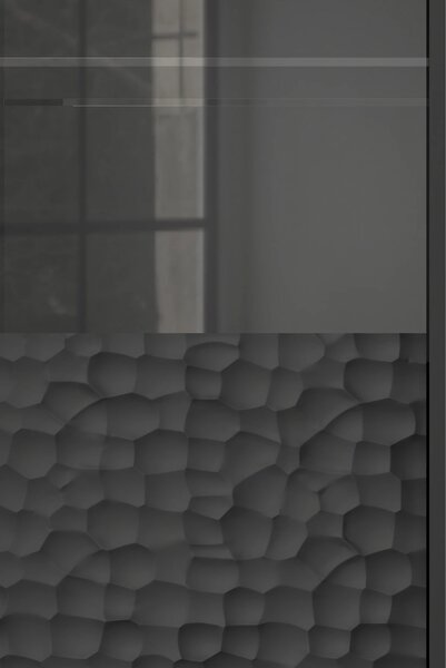 Vitrina BULLET, negru mat, PAL, 55x41x185 cm