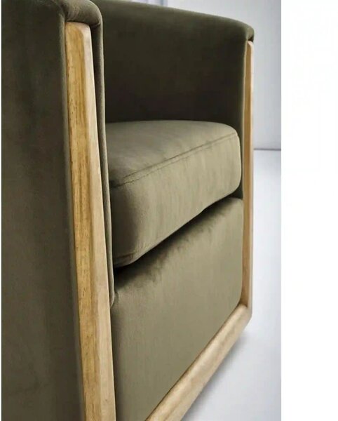 Fotoliu ENRICO, verde/negru, stofa catifelata/lemn, 71x72x71 cm