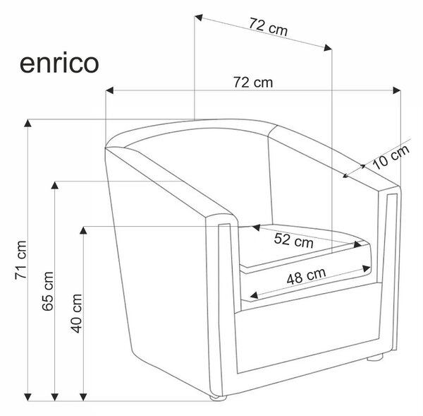 Fotoliu ENRICO, verde/negru, stofa catifelata/lemn, 71x72x71 cm