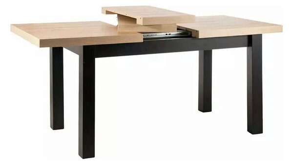 Masa extensibila PRESTO, stejar artisan/negru, PAL laminat, 140/218x80
