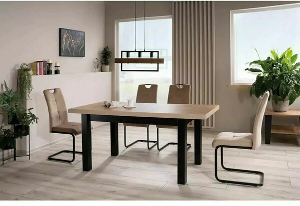 Masa extensibila PRESTO, stejar artisan/negru, PAL laminat, 140/218x80