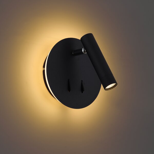 Lampă de perete modernă neagră, inclusiv LED cu USB-C - Croft