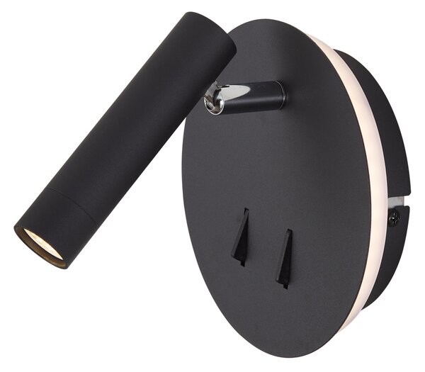 Lampă de perete modernă neagră, inclusiv LED cu USB-C - Croft
