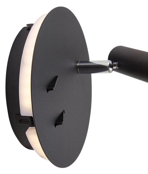Lampă de perete modernă neagră, inclusiv LED cu USB-C - Croft