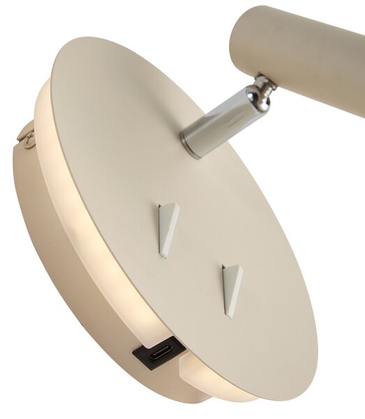 Lampă de perete modernă bej, inclusiv LED cu USB-C - Croft