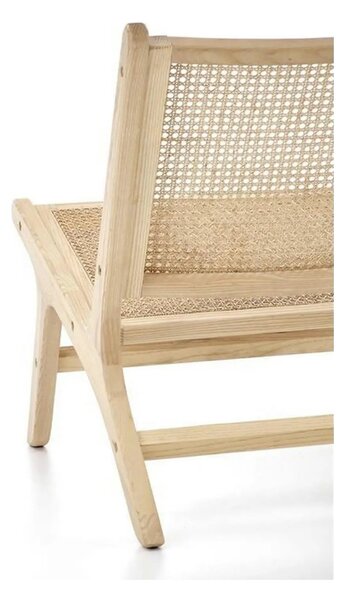 Scaun de gradina FODEN 2, stejar deschis, ratan natural/lemn, 65x82x74