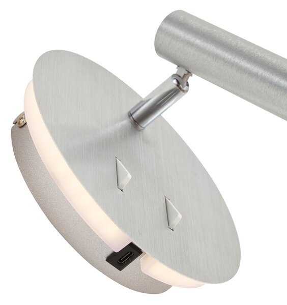 Lampă de perete modernă din oțel, inclusiv LED cu USB-C - Croft
