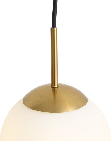 Lampă suspendată Art Deco Auriu cu sticlă opal IP44 - Flore