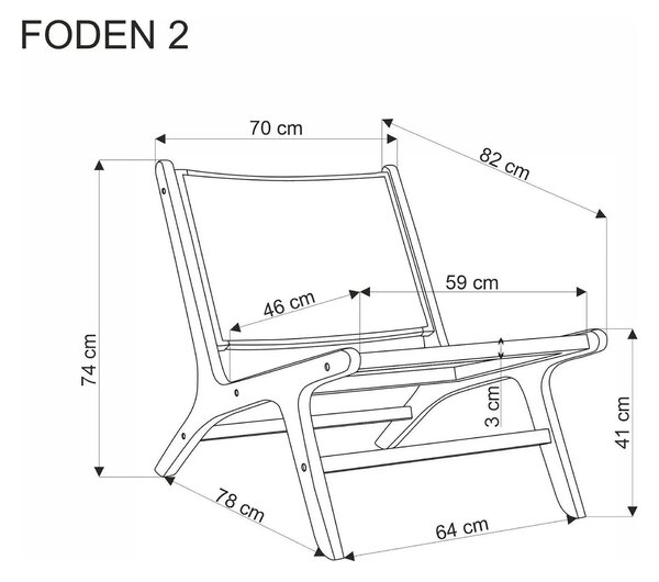 Scaun de gradina FODEN 2, stejar deschis, ratan natural/lemn, 65x82x74