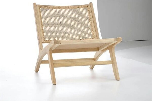 Scaun de gradina FODEN 2, stejar deschis, ratan natural/lemn, 65x82x74