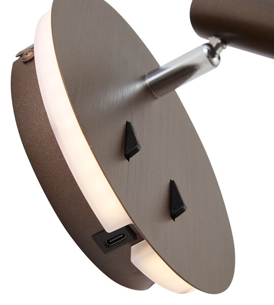 Lampă de perete modernă bronz închis, inclusiv LED cu USB-C - Croft