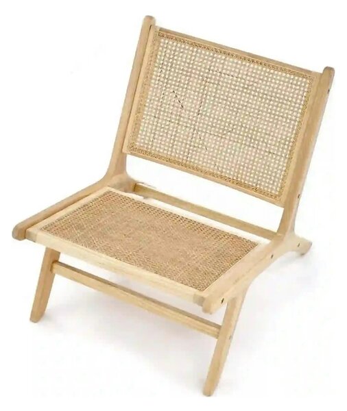 Scaun de gradina FODEN 2, stejar deschis, ratan natural/lemn, 65x82x74