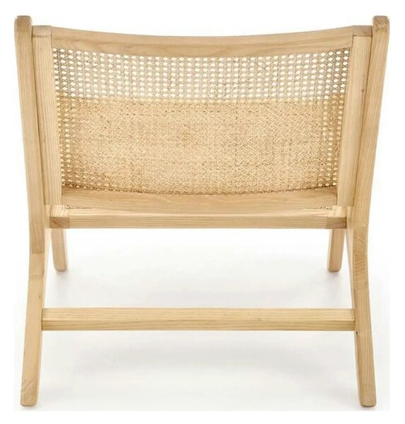 Scaun de gradina FODEN 2, stejar deschis, ratan natural/lemn, 65x82x74