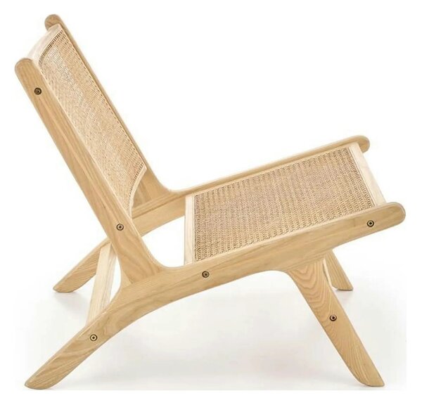 Scaun de gradina FODEN 2, stejar deschis, ratan natural/lemn, 65x82x74