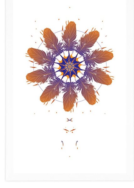 Poster cu passepartout abstracție jucăușă cu pene