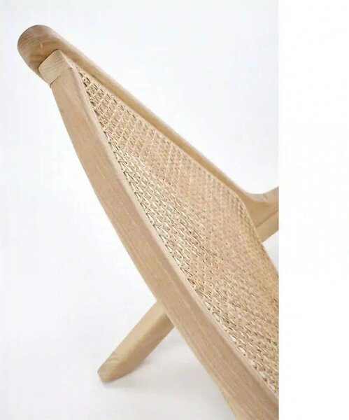 Scaun de gradina FODEN 2, stejar deschis, ratan natural/lemn, 65x82x74