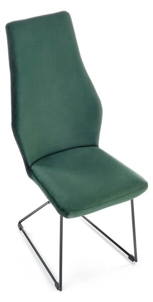 Scaun tapitat K485, verde inchis, stofa catifelata, 44x63x96 cm