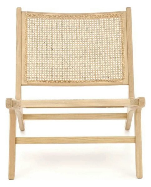 Scaun de gradina FODEN 2, stejar deschis, ratan natural/lemn, 65x82x74