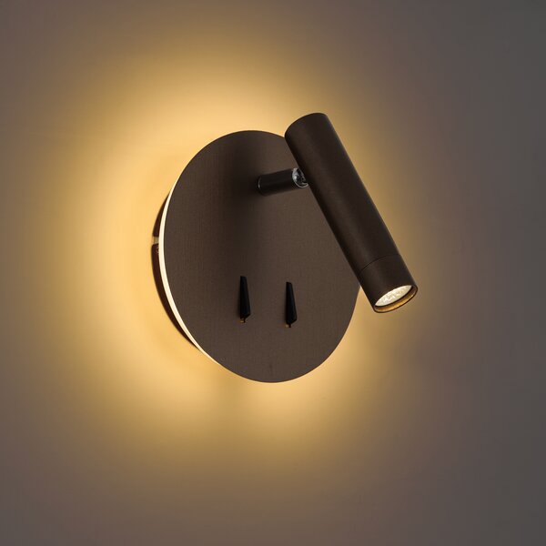 Lampă de perete modernă bronz închis, inclusiv LED cu USB-C - Croft