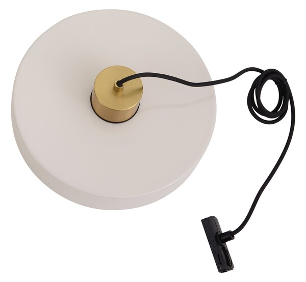 Lampă suspendată retro alamă cu alb pentru sistem de șină monofazat - Iconic Jina