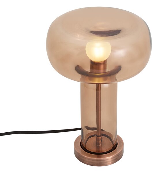 Lampă de masă stil Hotel Chic, bronz închis cu sticlă maro - Amara