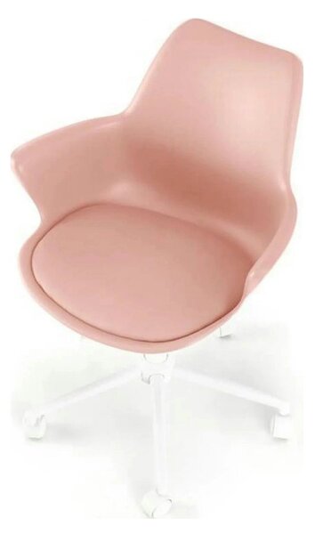 Scaun birou GASLY, roz/alb, piele ecologica, 62x64x80/ cm