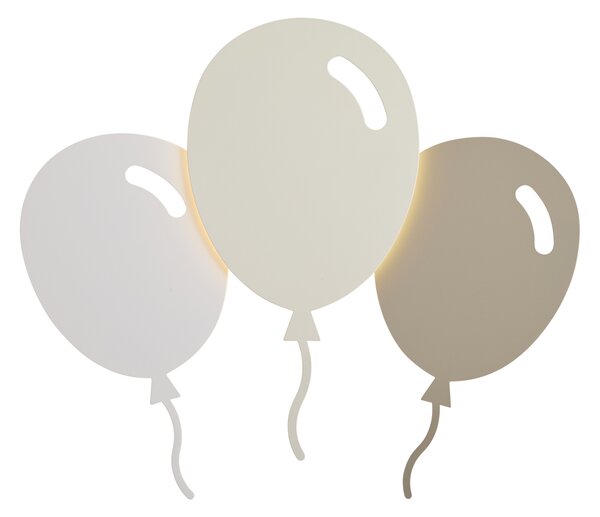 Kinder wandlamp wit met beige incl. LED 3-staps dimbaar - Balloon