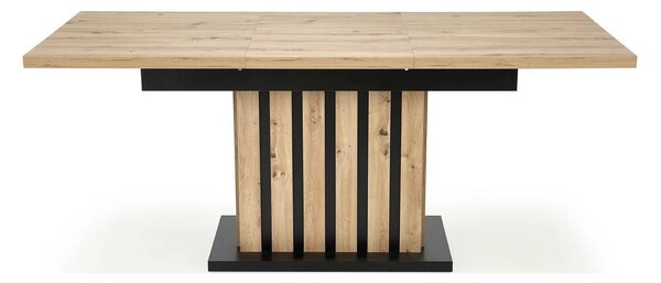 Masa extensibila LAMELLO, stejar/negru, PAL laminat, 130/180x80x76 cm