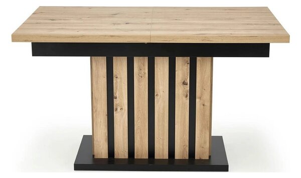 Masa extensibila LAMELLO, stejar/negru, PAL laminat, 130/180x80x76 cm