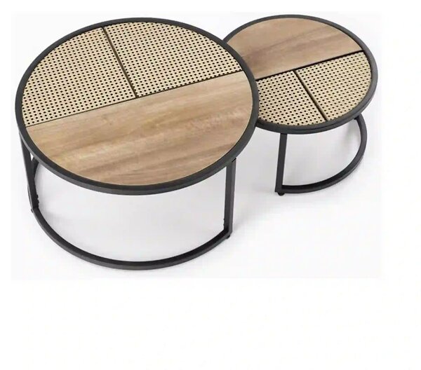 Set 2 masute cafea GARMIN, stejar auriu/negru