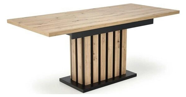 Masa extensibila LAMELLO, stejar/negru, PAL laminat, 130/180x80x76 cm