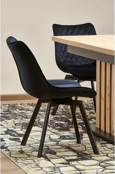 Masa extensibila LAMELLO, stejar/negru, PAL laminat, 130/180x80x76 cm